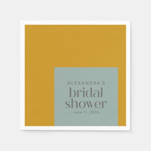 Modern Geometric Mustard Sage Vrijgezellenfeest Servet (Voorkant)