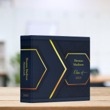 Modern Geometric Navy Blue Gold Monogrammed