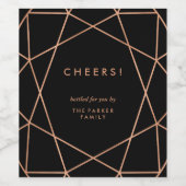 Modern Geometric op Black Wijn Etiket (Enkel label)