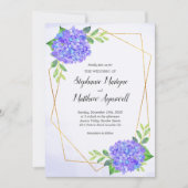 Modern Geometric Paarse Hydrangea Wedding Kaart (Voorkant)