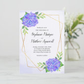Modern Geometric Paarse Hydrangea Wedding Kaart (Staand voorkant)
