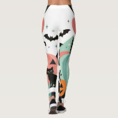 Modern Geometric Pastel Black Cat Pumpkin Leggings (Achterkant)