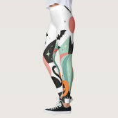 Modern Geometric Pastel Black Cat Pumpkin Leggings (Links)