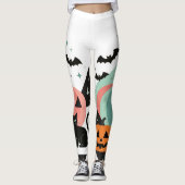 Modern Geometric Pastel Black Cat Pumpkin Leggings (Voorkant)