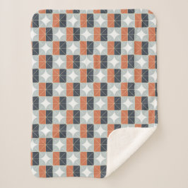 Modern Geometric Pattern in Terracotta, Navy Sherpa Deken