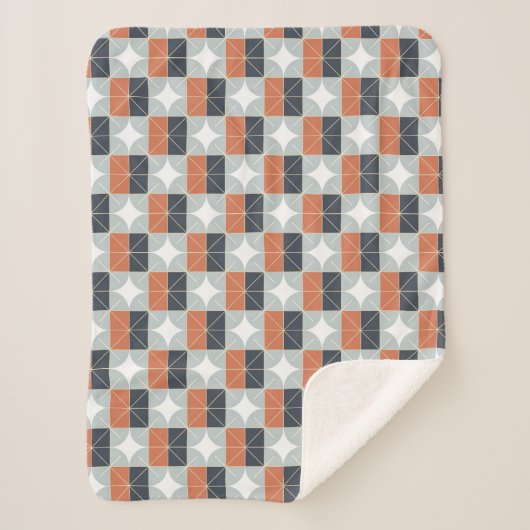 Modern Geometric Pattern in Terracotta, Navy Sherpa Deken (Voorkant)