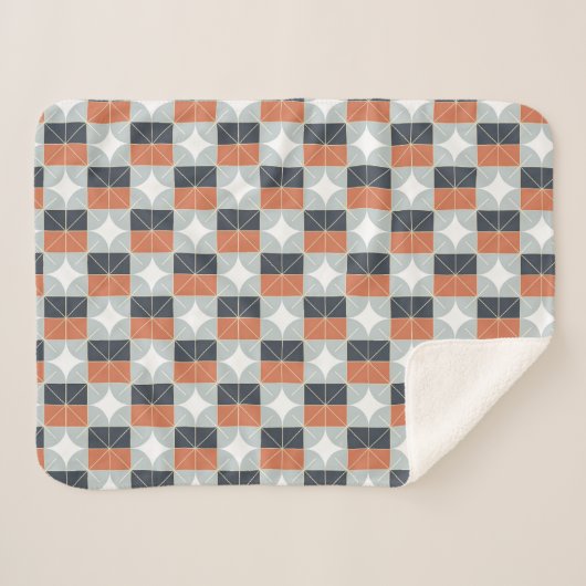 Modern Geometric Pattern in Terracotta, Navy Sherpa Deken (Voorkant (horizontaal))