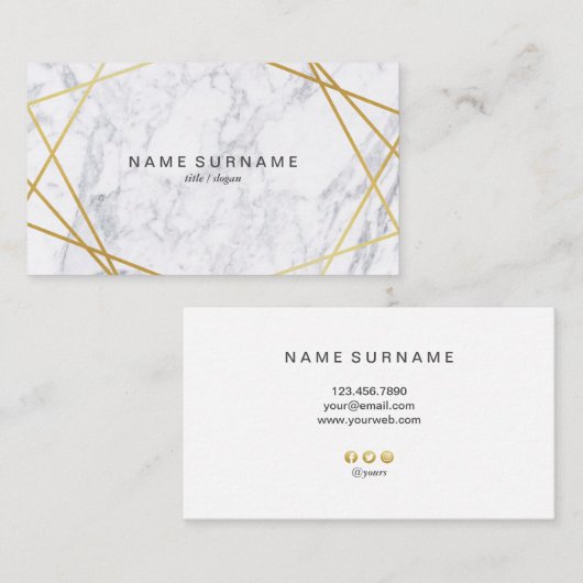 Modern Geometric Pattern Marble Visitekaartje (Voorkant / Achterkant)