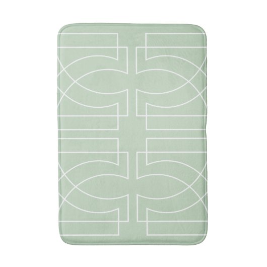 Modern Geometric Pattern Sage Green Badmat (Voorkant Verticaal)