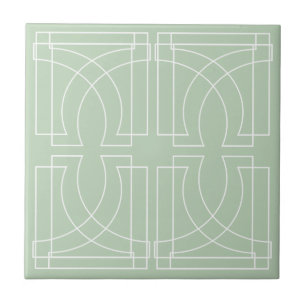 Modern Geometric Pattern Sage Green Tegeltje