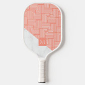Modern Geometric Pattern White Marble Monogrm Pickleball Paddle (Achterkant)