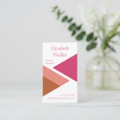 Modern Geometric Personalized Pink and Brown Visitekaartje (Staand voorkant)