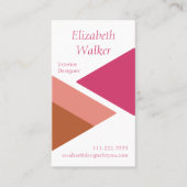 Modern Geometric Personalized Pink and Brown Visitekaartje (Voorkant)
