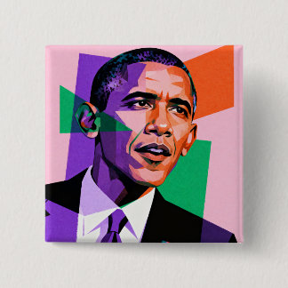 Modern Geometric Portrait of Barack Obama Vierkante Button 5,1 Cm