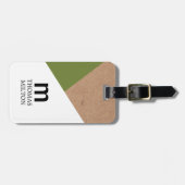 Modern Geometric Printed Kraft White Green Bagagelabel (Voorkant horizontaal)