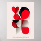 Modern Geometric Red and Black LOVE Abstract Art  Poster (Voorkant)