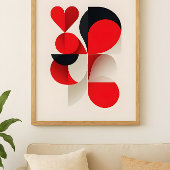Modern Geometric Red and Black LOVE Abstract Art  Poster