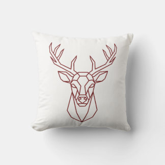 Modern Geometric Red Deer Stag Line Art Kussen
