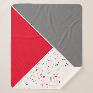 Modern Geometric Red Gray Terrazzo Sherpa Deken