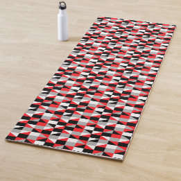 Modern Geometric Red Grey Black Pattern Yogamat