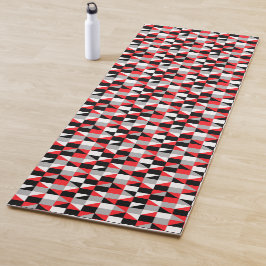 Modern Geometric Red Grey Black Pattern Yogamat