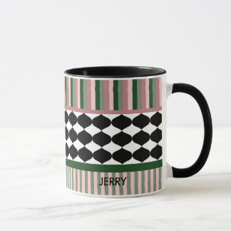 Modern Geometric Sage Green Pink Personalized Mok