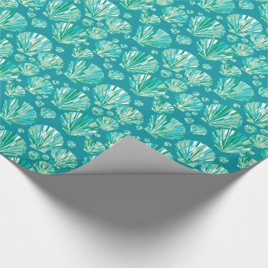 Modern Geometric Seashells, Aqua en Turquoise Cadeaupapier (Hoek)