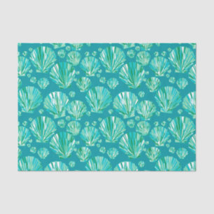 Modern Geometric Seashells, Aqua en Turquoise Tissuepapier
