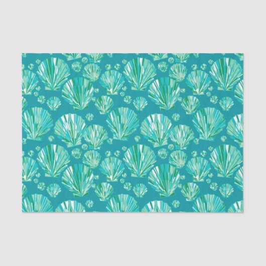 Modern Geometric Seashells, Aqua en Turquoise Tissuepapier (Voorkant)