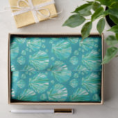 Modern Geometric Seashells, Aqua en Turquoise Tissuepapier (Geschenk)