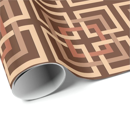 Modern Geometric Squares, Chocolate Brown and Tan Cadeaupapier (Rol Hoek)