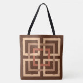 Modern Geometric Squares, Chocolate Brown and Tan Tote Bag (Voorkant)