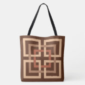 Modern Geometric Squares, Chocolate Brown and Tan Tote Bag (Achterkant)