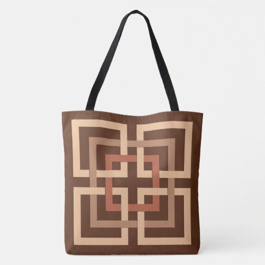 Modern Geometric Squares, Chocolate Brown and Tan Tote Bag (Achterkant)