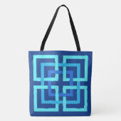 Modern Geometric Squares, Cobalt and Sky Blue Tote Bag (Voorkant)
