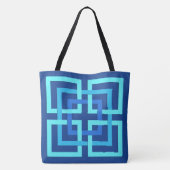 Modern Geometric Squares, Cobalt and Sky Blue Tote Bag (Achterkant)