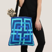 Modern Geometric Squares, Cobalt and Sky Blue Tote Bag (Dichtbij)