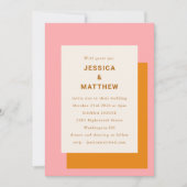Modern Geometric Stylish Wedding Pink and Oranje Kaart (Voorkant)
