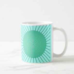 Modern Geometric Sunburst - Aqua en Seafoam Green Koffiemok