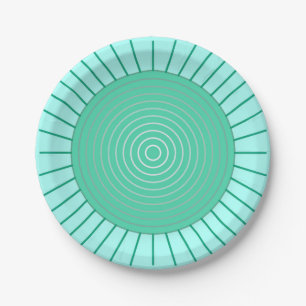 Modern Geometric Sunburst - Aqua en Seafoam Green Papieren Bordje