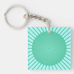 Modern Geometric Sunburst - Aqua en Seafoam Green Sleutelhanger
