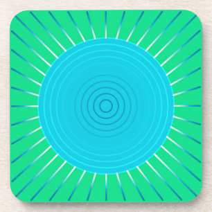 Modern Geometric Sunburst - Blue en Jade Green Drankjes Onderzetter