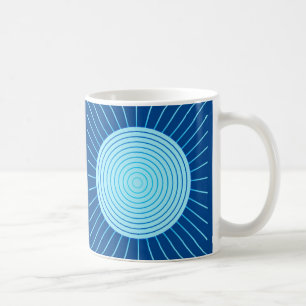 Modern Geometric Sunburst - Cobalt Blue en Aqua Koffiemok