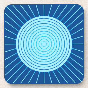 Modern Geometric Sunburst - Cobalt Blue en Aqua Onderzetter