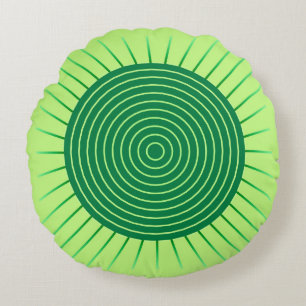 Modern Geometric Sunburst - Emerald Green en Limoe Rond Kussen