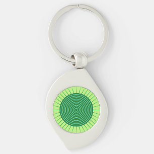 Modern Geometric Sunburst - Emerald Green en Limoe Sleutelhanger