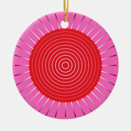 Modern Geometric Sunburst - Fuchsia and Red Keramisch Ornament (Voorkant)