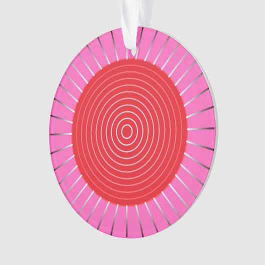 Modern Geometric Sunburst - Fuchsia and Red Ornament (voorkant)