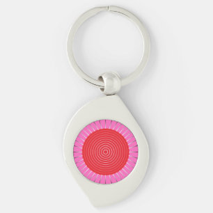 Modern Geometric Sunburst - Fuchsia and Red Sleutelhanger