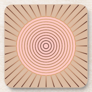 Modern Geometric Sunburst - Peach and Tan Bier Onderzetter